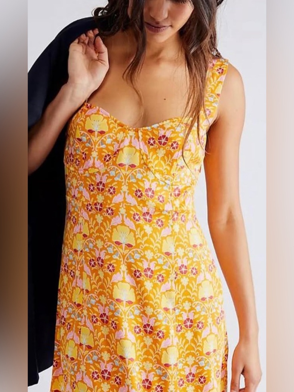 SZ M Free People Sasha Mini Dress features a vibrant floral print